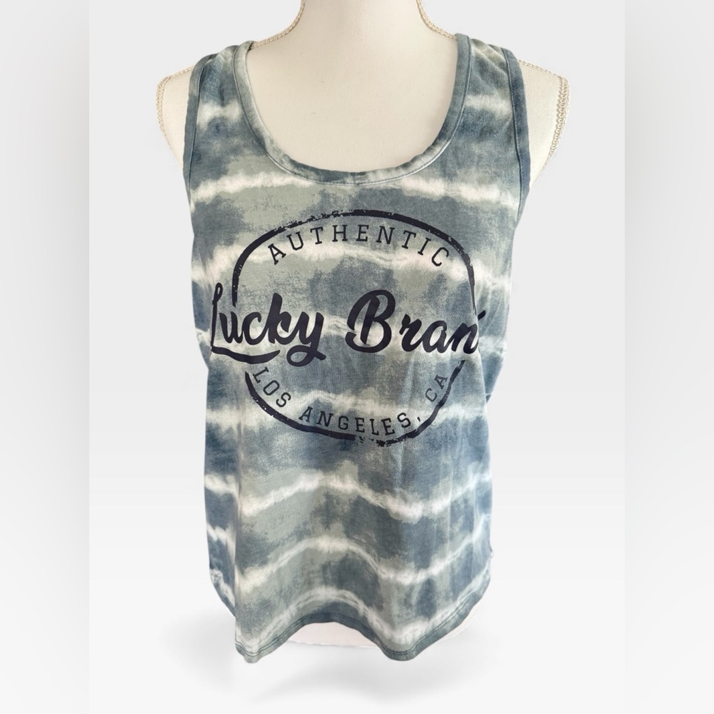 Lucky Brand Blue and White Tie Dye Women's Tank Top